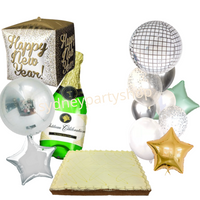 New Year balloon bouquet and cake bundle