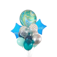 Marble blue balloon bouquet