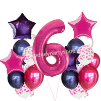 Hot pink and purple balloon set with number