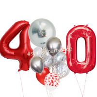 Silver and Red balloon bouquet set