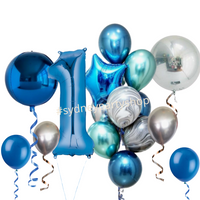 Silver and Blue balloons set