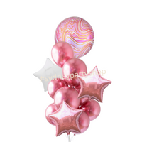 All pink Chrome and foil balloon bouquet