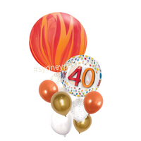 40th Orange Marble balloon bouquet