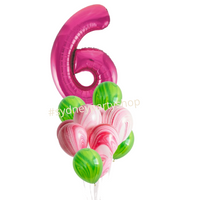 Marble and Mega foil number balloon bouquet