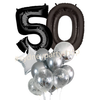 Jumbo Silver and black balloon bouquet