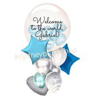 Personalized Welcome baby boy balloon bouquet