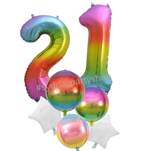 Rainbow Number 21 Party Rainbow birthday balloon bouquet with numbers