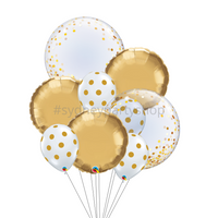 Jumbo Gold and white balloon bouquet