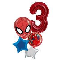 Spiderman foil balloon bouquet with number