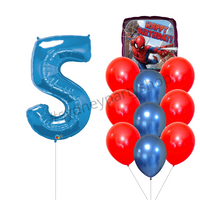 Spiderman birthday balloon bouquet with number