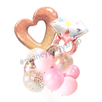 Hearts and ring engagement balloon bouquet