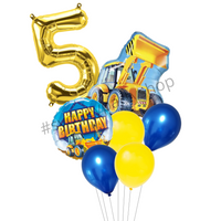 Yellow Truck balloon bouquet with number