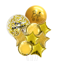 Personalised All Gold balloon bouquet 