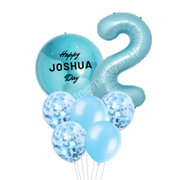 Personalised Light Blue balloon bouquet 