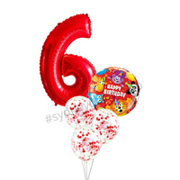 Red Confetti birthday balloon bouquet