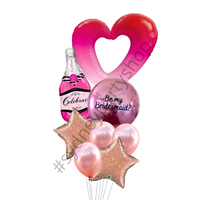 Personalized love and champagne balloon bouquet