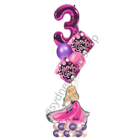 Licensed Barbie themed birthday marquee balloon with number