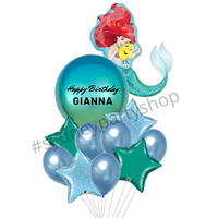 Personalized Licensed Little Mermaid metallic balloon bouquet