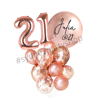 Personalized All Metallic rose balloon bouquet with number