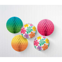 Summer Hibiscus Honeycomb & Paper Lanterns Hanging Decorations