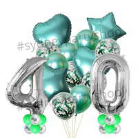 Huge Metallic Green and Silver balloon set