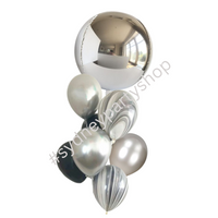 Silver and Black metallic balloon bouquet