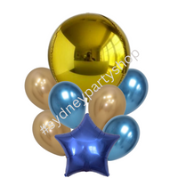 Gold and Blue balloon bouquet