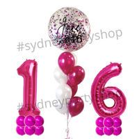 Personalised Fuchsia Pink sparkle balloon set