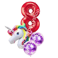 Unicorn Balloon bouquet with number