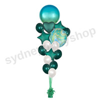 Jumbo Teal and Gold balloon bouquet