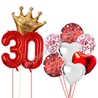 Royal Red Balloon Bouquet with Numbers