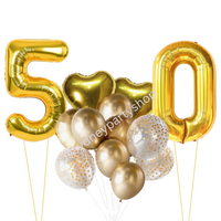 Gold Balloon Bouquet with Numbers 