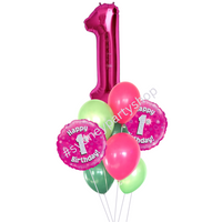 Pink and Green Balloon Bouquet with Number 