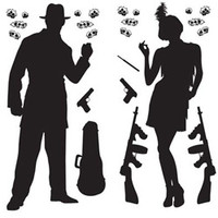 Cutout Props Gangster Includes Bullet holes, guns, guitar case, gangsters