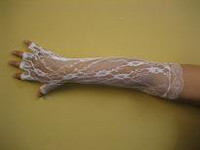 DRESS GLOVE WHITE LACE FINGERLESS 420 MM