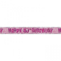 Pink Glitz 40th Birthday 12ft Foil Prism Banner