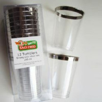 Plastic Tumbler Silver Look (300ml) With Silver Rim - Pack of 12