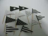 Cupcake Topper Flags Black 25 Pk