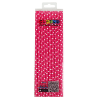 Paper Straws Hot Pink Pack 20