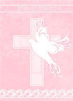 DOVE CROSS PINK 8 INVITATIONS