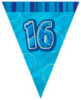 GLITZ BLUE FLAG BANNER  BLUE 16 TH BIRTHDAY