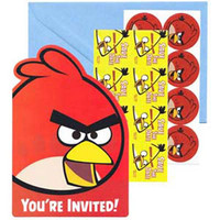 Invitations Angry Birds, Includes "Save The Date" stickers, Seals and Envelopes - Pack of 8