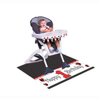 Ladybug Fancy High Chair Kit, Contains 1 Mini Plastic Flag Banner (78.74cm Long), 1 x Plastic Floor Mat (121.92cm x 76.2cm) and 1 x Plastic Bib - Each