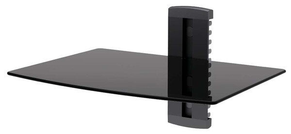 GLASS SHELF WALL MOUNT UNDER TV CABLE BOX COMPONENT DVR DVD BRACKET (DVD-211)