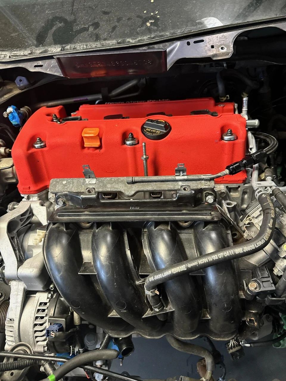 JBtuned 2009-2014 Honda Fit GE8 K-Swap Fuel Feed Line Kit (Level 1) - engine installed front view