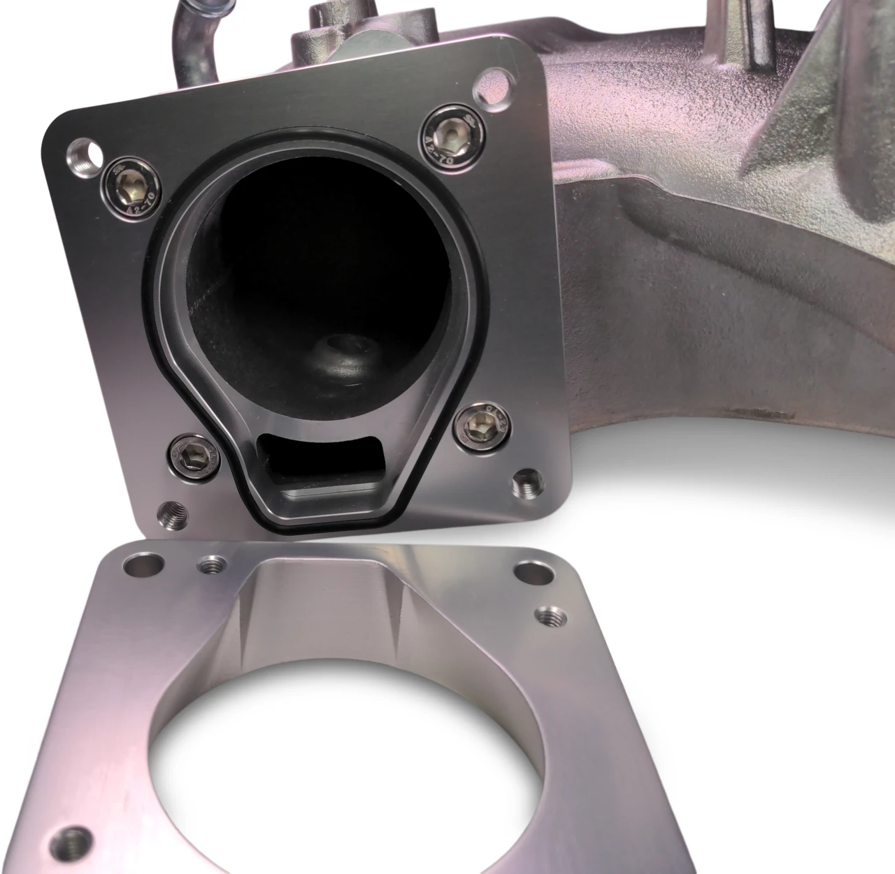view of first adapter installed and additional area that should be removed for maximum air flow 