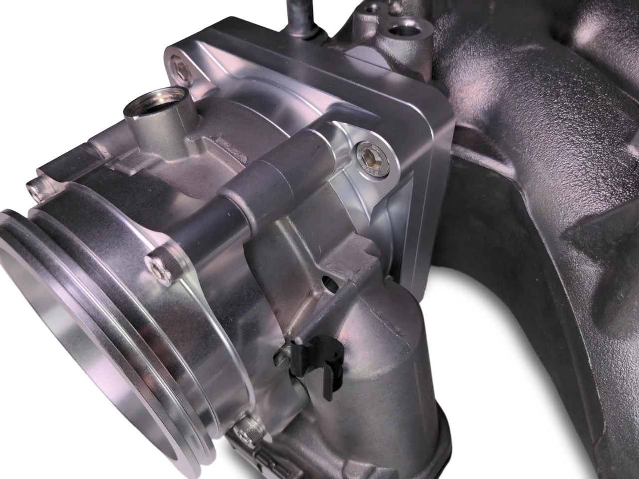 Bosch 82mm to 3.50in HD Vanjen Adapter installed on a  honda K-series engine
