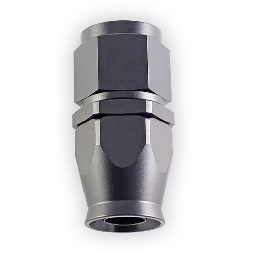 Top-down view of e85Freaks 350 Series straight PTFE swivel AN hose end from the hose connection side.