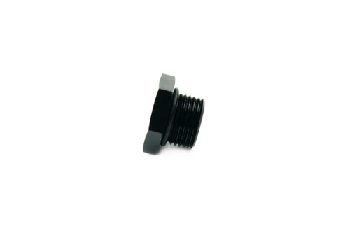 e85Freaks black aluminum ORB O-ring port plug for fuel rails, regulators, filters, pumps, and automotive fuel-system components.