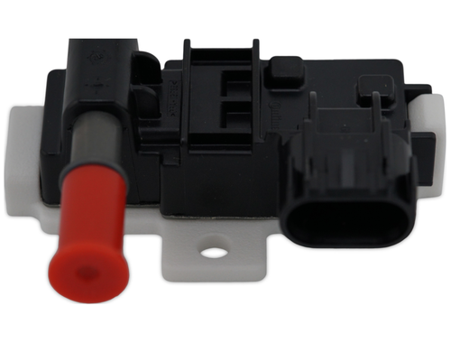 Front view of Continental 13577429 ethanol-content sensor secured in the JBtuned flex fuel sensor mounting bracket.